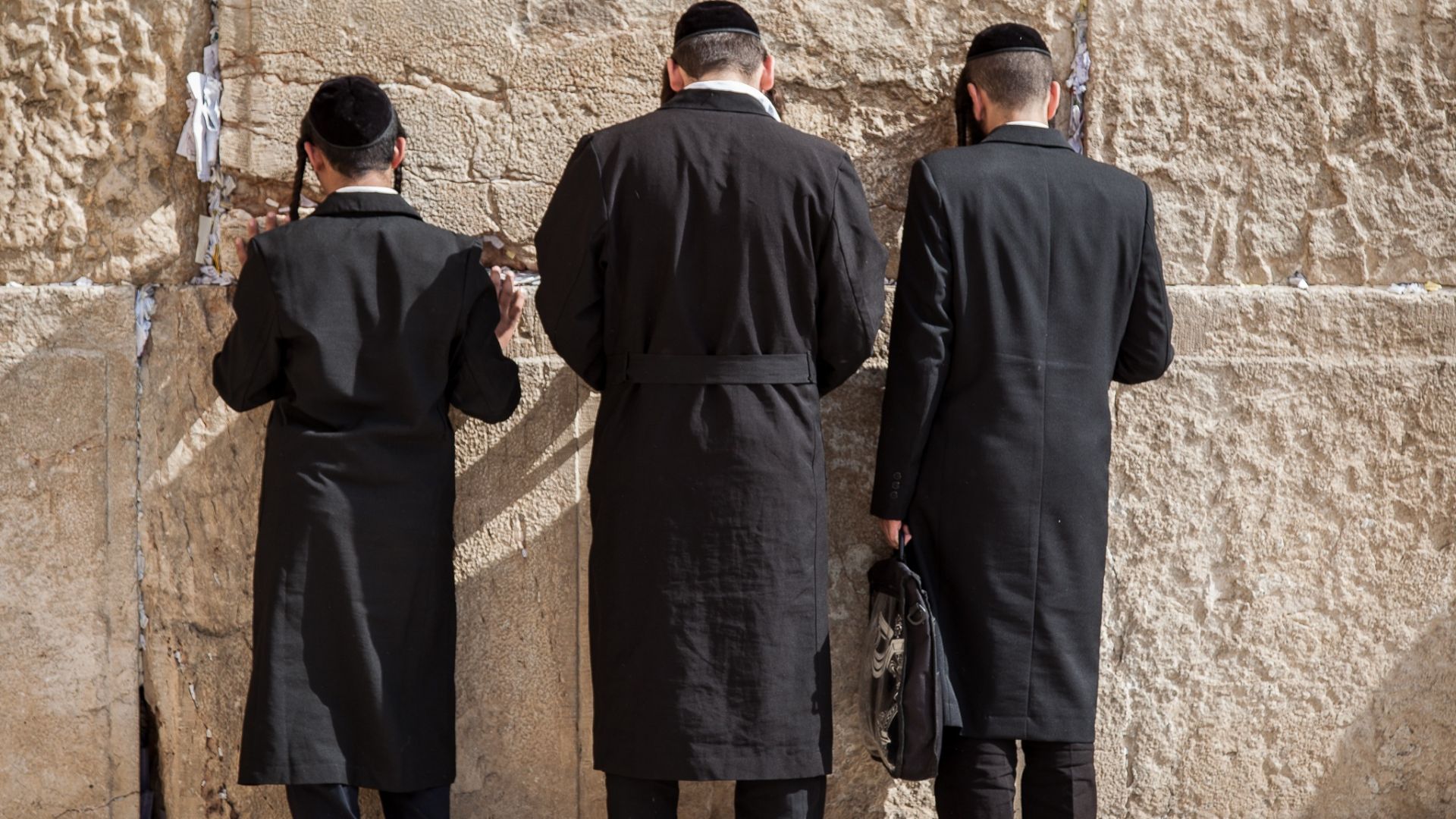 Haredi men praying at Kotel